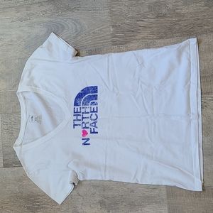 The North Face White Tee with Blue Logo